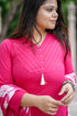 Elegant Solid Straight Pink Suit Set with Tassel Detail